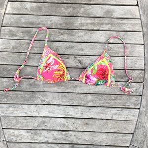 pink tropical bikini top